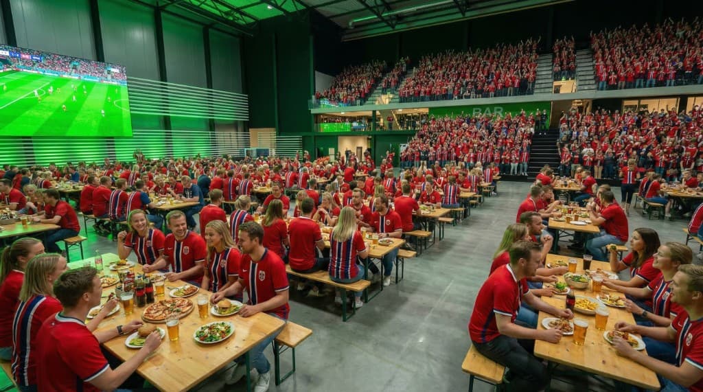 Bordservering med matfat og drikkepakke på premiumbord i arenaen